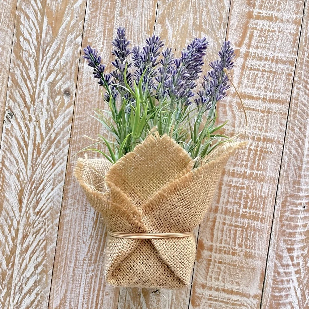 🪴Burlap Wrapped Faux Lavender Plant🪴